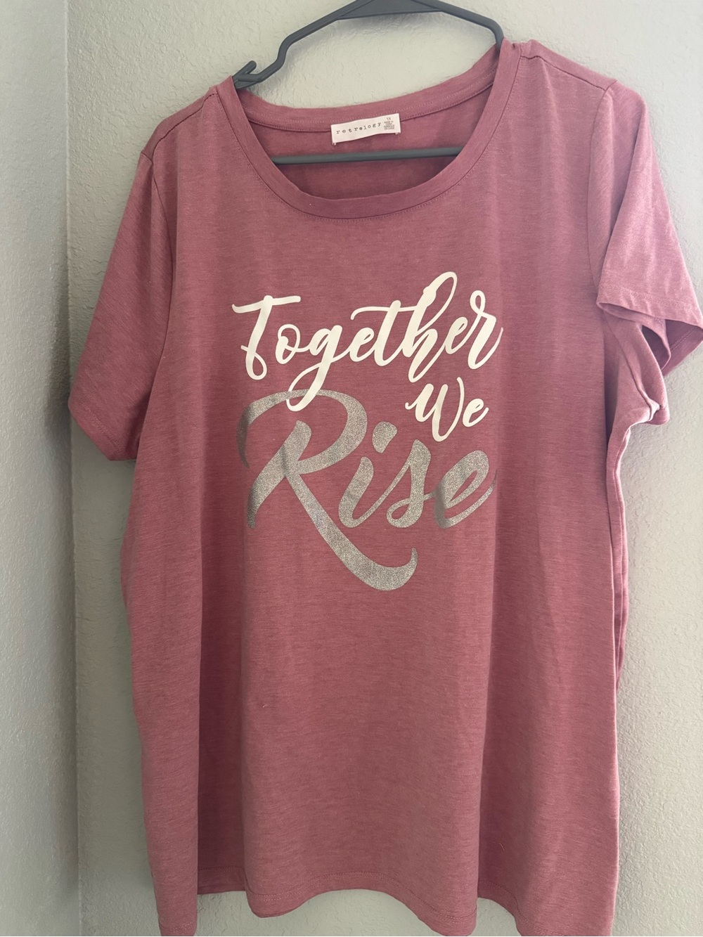 Retrology Mauve Short Sleeve Graphic Tee with Silver Script